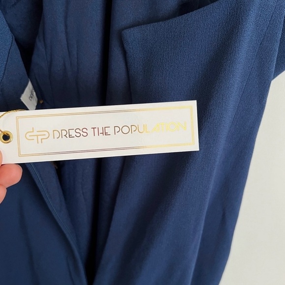 Dress The Population Navy Blue Brianna Halter Gown Dress-NWT-Women’s Size L - Picture 5 of 6